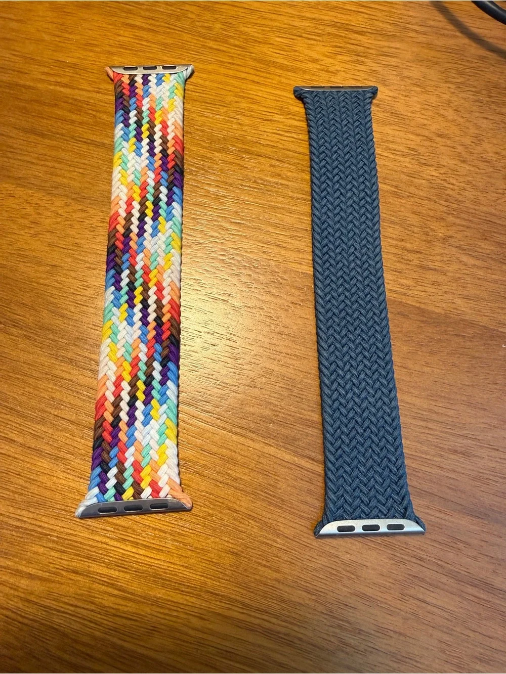 2 Genuine Apple Watch Braided Solo Loop bands - Pride and Storm Blue